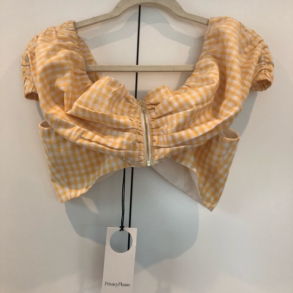 Revolve Privacy please gingham cottage core tie front crop top - Picture 3 of 5